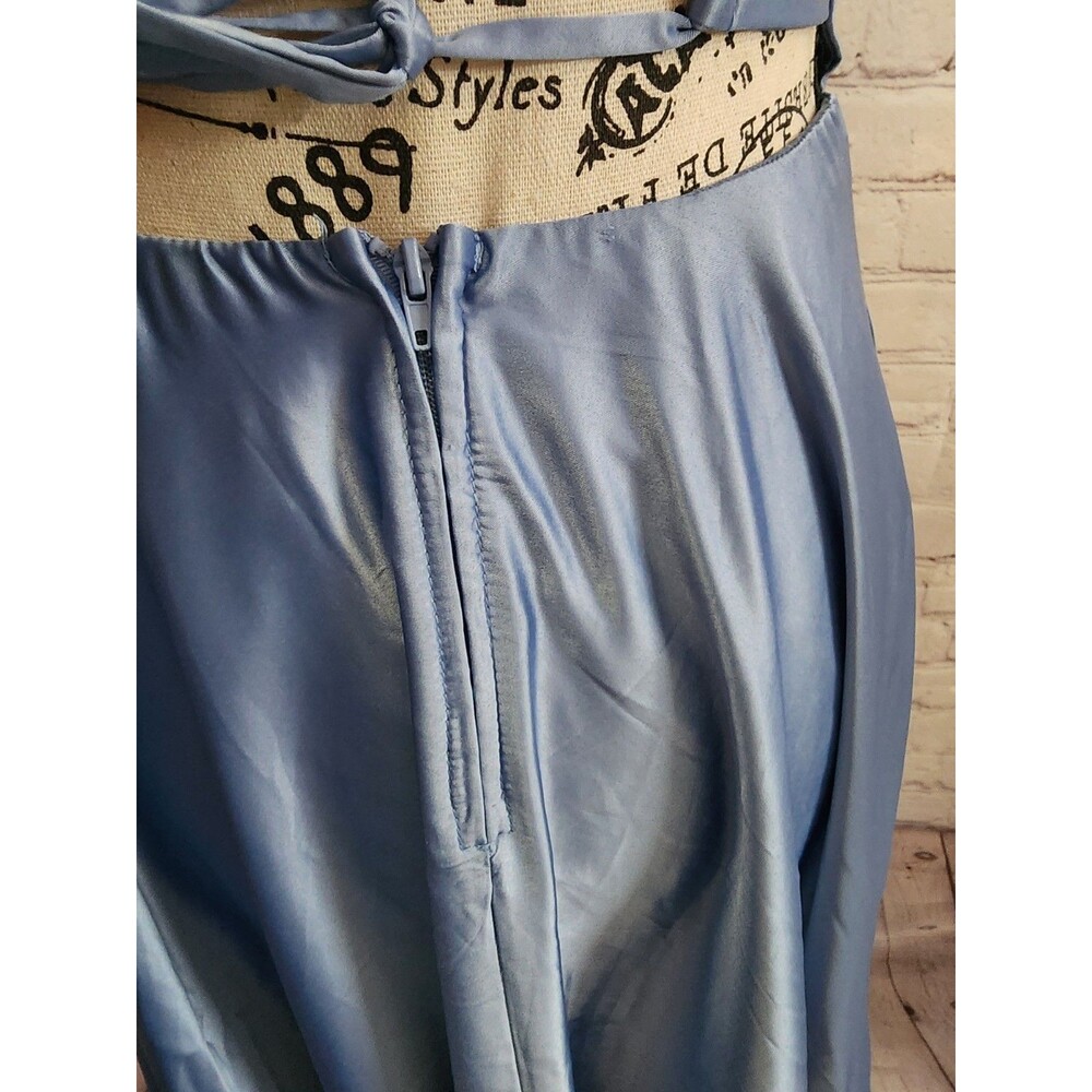 B. Darlin Floor Length Gown Womens 3 Blue Satin Cowlneck Lace-up Back Flattering - Picture 6 of 15